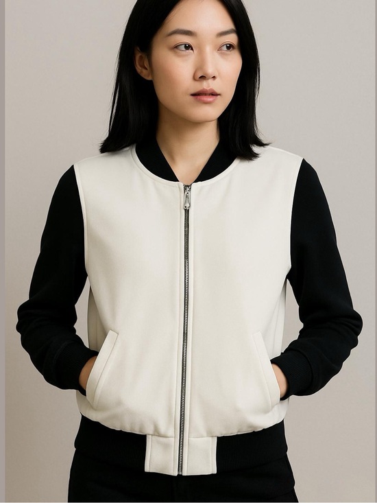 Babaton Jackets & Blazers - Aritzia Babaton Blouson Bomber Crepe Zip Up Jacket Black White - Size S